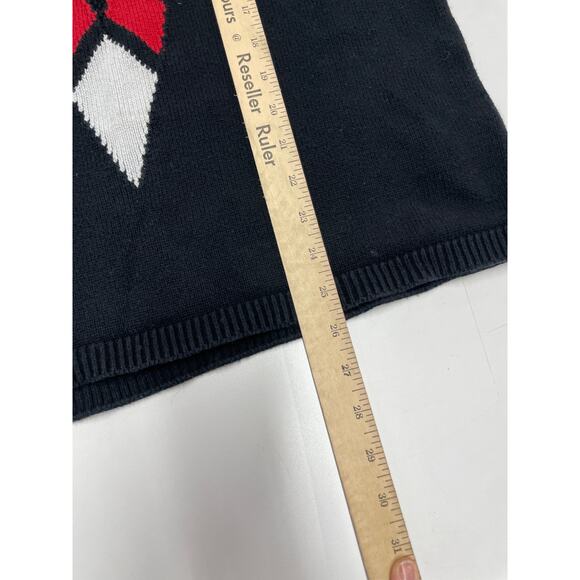 Victor Glemaud‎ Sweater Women Medium Black Red V Front Knit Cotton Cashmere - Picture 8 of 9